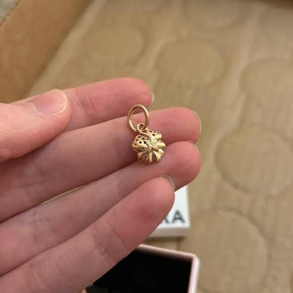 Authentic Pandora Rose Gold Pave Purple Pansy Flower Dangle Charm - Picture 3 of 5